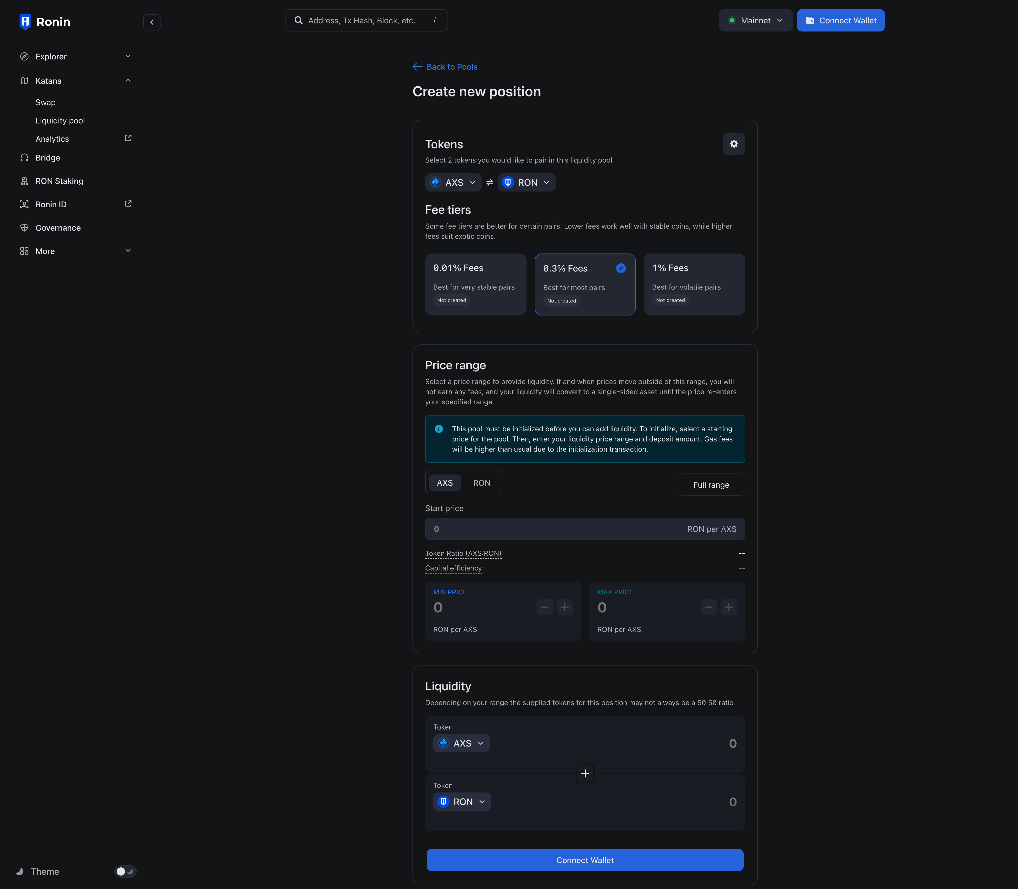 Create a new V3 pool